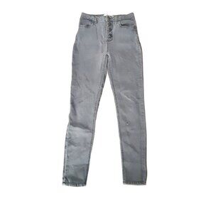 No Boundaries Jeans Womens Juniors 9 Gray Denim Skinny High Waist Button Fly